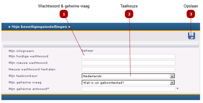 Wachtwoord wijzigen & Taalkeuze